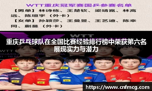 重庆乒乓球队在全国比赛经验排行榜中荣获第六名展现实力与潜力